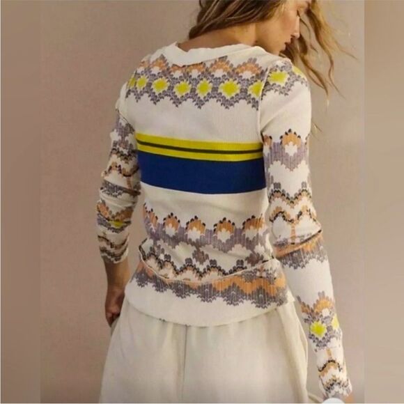 Free People Movement Rally Printed Layer In Fairisle Combo S NWOT - Picture 2 of 14